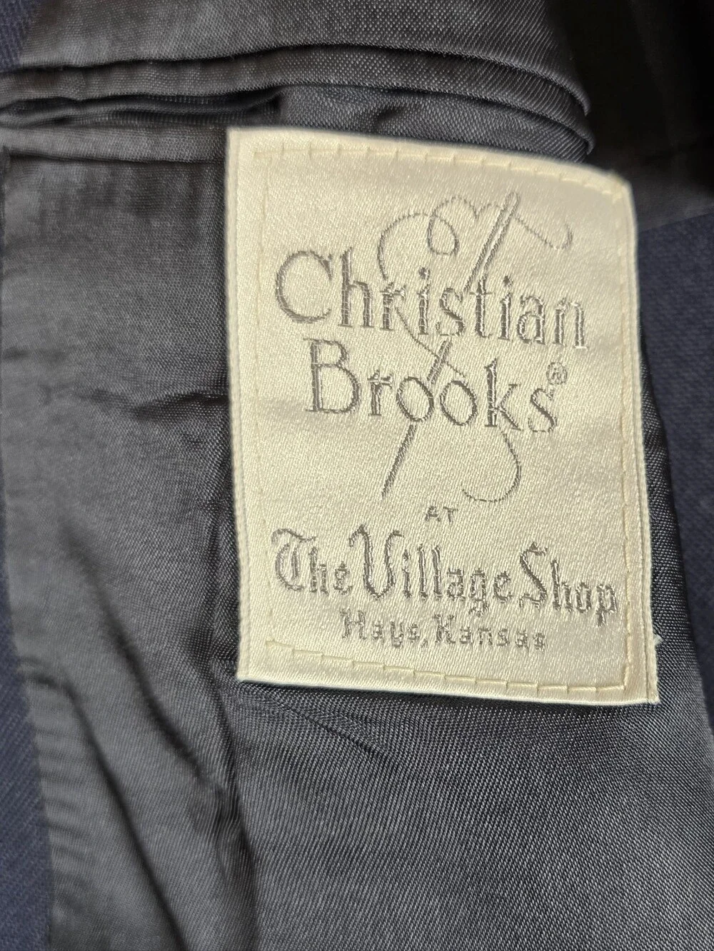 Vintage 1988 Christian Brooks Navy Blue Blazer 44R Gold Crest Buttons USA Made